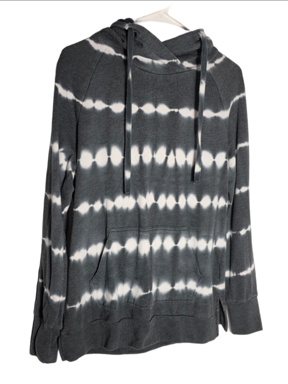 Women's GreenTea Tie-Dye Hoodie Sweatshirt Navy Grey White Size M boho natural